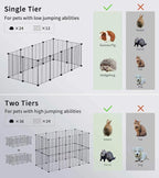 LURIVA Small Animal Playpen, Guinea Pig Cages, Pet Playpen, Rabbit Cage,Small Animal Cage, Puppy Kitten Dog Playpen, Indoor Outdoor Portable Metal Wire Yard Fence,15 X 12 Inch, 28 Panels, Black