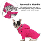 Morezi Dog Zip Up Raincoat with Reflective Buttons, Rain/Water Resistant, Adjustable Drawstring, Removable Hood, Raincoats with Legs 8lbs to 80lbs Available - Pink - M