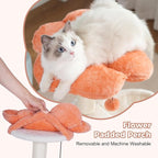 Flower Cat Tree 34" Scratching Post Small Cat Tower for Large Cats,Featuring with 15.7”Large Hammock, Removable Top Bed and Wide Condo for Indoor Cats-Beige | Cute Cat Tower with 15.7” Hammock, Spacious Cat House,34” Scratching Post,Removable Flower Be...