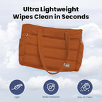Rubyloo Puffer Dog Travel Bag for Dog Moms, Diaper Bag with Travel Bowls | 2 BPA-Free Collapsible Bowls, 2 Pet Food Containers, 9 Pockets, Everyday Puffer Bag Works With or Without Your Dog, Rust