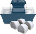 PetSafe Drinkwell Pagoda Ceramic Fountain, 70 oz, 4-Pack Carbon Filters | 2 Falling Water Streams Encourage Hydration, Cat & Small Dog Water Fountain, 4-Pack Carbon Filters