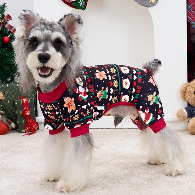 XPUDAC 4 Pack Christmas Dog Pajamas Comfy Dog Clothes for Small Medium Dogs Girl Boy Holiday Pet Outfit Winter Puppy Jumpsuits Pet Pjs Apparel, XS