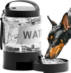 Portable Dog Water Bottle with Travel Bowl, 98 oz/2.8 L, Black | 2-in-1 portable dog water bottle with pull-out bowl; BPA-free plastic, silicone seal, wide mouth and grip for hikes or travel