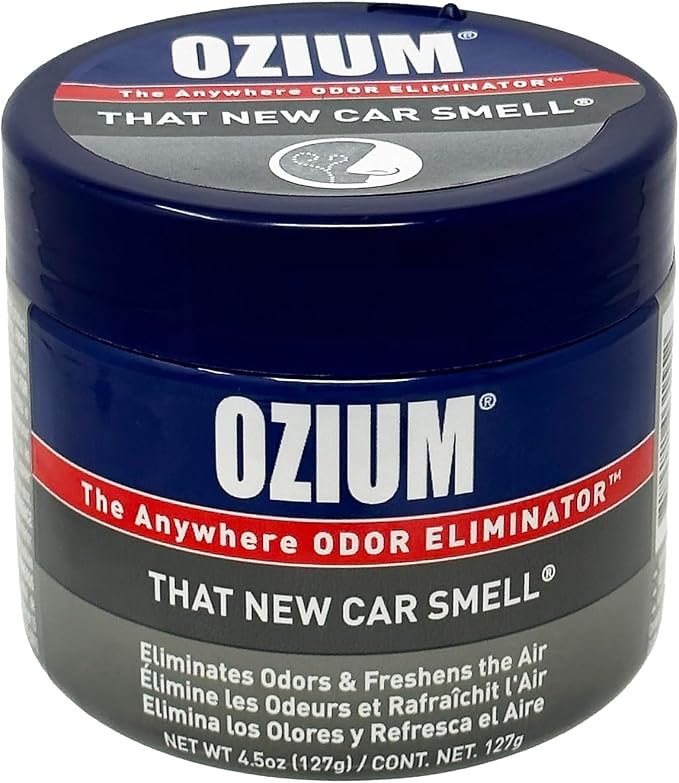 Ozium Air Sanitizer 4.5 oz Gel: Odor Eliminator for Strong Odor, Car Air Freshener (New Car, 1 Pack)