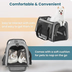 PETSFIT Large Cat Car Carrier,19 x 12 x 12 | Roomy Escape-Proof Cat Car Seat, Safe Driving, Lockable Zippers & Safety Tether, Soft-Sided Travel Carrier
