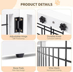 Bonnlo Free Standing Dog Gate, 37" - 68" Wide Pet Gate for Fireplace Stairs Doorways, Wooden Adjustable Pet Fence Indoor, Christmas Tree Gate (White)