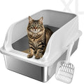 Stainless Steel Litter Box XL | Prevents Urine Leakage Includes Scoop Durable & Sturdy Odor-Resistant