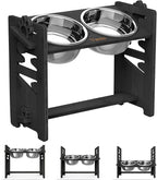 Vantic Elevated Dog Bowls, Raised Bowl Stand Adjustable Large/XLarge, Black | Bamboo Elevated Feeder with 2 Stainless Steel Bowls, Adjustable Height Stand for Large and Extra-Large Dogs