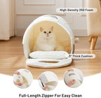 ZOMISIA 2in1 Cat Bed Cave for Indoor Cats & Small Dog, with Washable Pillow | 17 inch, Large Enclosed Cat Hideaway with Non-Slip Bottom, Cozy Dog Cave for Anxious Pets, Easy to Assemble, Removable Pillow