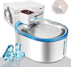 Sharper Image Stainless Steel Cat Water Fountain, Cordless 4L Rechargeable | 2 flow modes, LED alerts, Type-C battery, 10.4x7.8x4.8in, for cats dogs
