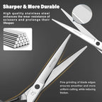 Dog Grooming Scissors,Curved Thinning Scissers and Chunker Shears for Dog Grooming with Safety Round Tips, Sharp and Comfortable 5 in 1 Deg Scissors for Grooming