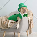 Kuoser Dog Tuxedo, Dog Suit and Bandana Set, Dogs Costume with D-Ring | Formal Dog Outfit with Detachable Bowtie Collar for Wedding, Birthday, Party, Christmas, Halloween, Green L