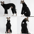 D Doggy Star Italian Greyhound Clothes Sweater Fleece Basic Onesie Whippet for Dog Turtleneck Outfits Coat (M,FLCE Black)