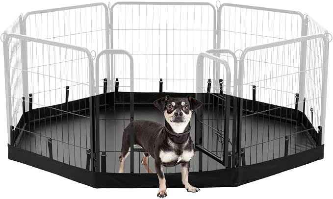 PJYuCien Octagon Playpen Bottom Pad for 24'' Width 8 Panel Pen, Black | Protect Floor, Easy to Move and Clean, Perfect for Puppy, Duck, and Other Small Animals, Hook Connect