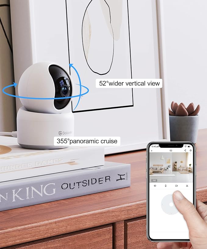 GALAYOU Indoor Camera, Pet Camera for Home Security in 2K, 2.4GHz WiFi, G2 | Nanny Camera/Baby Monitor with Night Vision, Siren, 24/7 TF Card Storage, 360° PTZ, Supports Alexa and Google Assistant