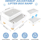 Adjustable Litter Box Step, Cat Litter Box Ramp/Catcher with Wooden Feet | 2 Steps,Fits Automatic Litter Box Steps, Filter Function, Anti-Tracking, Easy to Clean, For Small & Elderly Cats