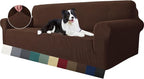 MAXIJIN Super Stretch Couch Cover for 3 Cushion Couch, 1-Piece Universal Sofa Covers Living Room Jacquard Spandex Furniture Protector Dogs Pet Friendly Fitted (Extra Large, Coffee)