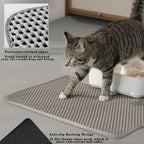 HCY&WLD Cat Litter Mat, Honeycomb Double Layer Litter Trapping Mat | Safe Materials, Soft on Paws, Waterproof Urine Proof Non-Slip, Protects Floors, Less Waste, Easy to Clean, Gray, 24" x 18"