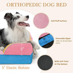 Comfort Expression Orthopedic Dog Bed for Extra Large Dogs with Bolster | Waterproof Dog Couch Bed with Washable Cover & Non-Slip Bottom, Supportive Egg Crate Foam XL Pet Bed, 42x30 Inch