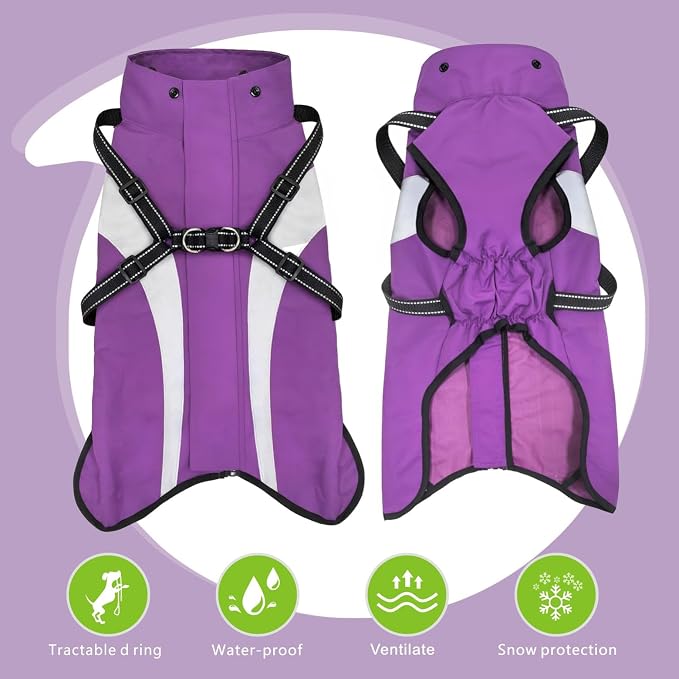 Dog Raincoat Waterproof Raincoats for Dog Reflective Dogs Rain Jackets with Hood Hoodie Pet Rain Poncho Coat for Small Medium Large Dogs Puppies S-XXL (Purple, S)