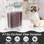 LEAWALK 5Lbs/6Qt Airtight Pet Storage Container For Cat Dog Bird Food and Keep Fresh, Translucent Body, Upgraded Large Nozzle for Easy Pouring With Handle Design Easy to Carry When Going 2pack