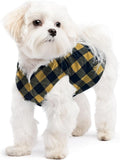Goldpaw Stretch Fleece Dog Sweater - with Spandex for 4-Way Stretch - Soft, Comfortable Dog Coat - Machine Washable - Made in the USA - Gold Buffalo Check - Size 8
