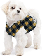 Goldpaw Stretch Fleece Dog Sweater - with Spandex for 4-Way Stretch - Soft, Comfortable Dog Coat - Machine Washable - Made in the USA - Gold Buffalo Check - Size 8