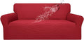 Easy-Going 100% Waterproof Couch Cover, 3 Cushion Couch Slipcover for Sofa | Leakproof Sofa Cover, Stretch Jacquard Furniture Protector Against Stain Spill from Kids, Pets, Dog (Sofa, Christmas Red)