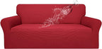 Easy-Going 100% Waterproof Couch Cover, 3 Cushion Couch Slipcover for Sofa | Leakproof Sofa Cover, Stretch Jacquard Furniture Protector Against Stain Spill from Kids, Pets, Dog (Sofa, Christmas Red)