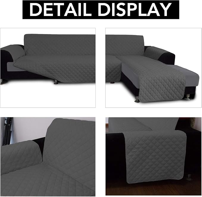 Easy-Going Sectional Couch Covers for Dogs L Shape Sofa Cover Reversible Sofa Slipcover Chaise Lounge Cover Furniture Protector Cover for Pets Dog Cat (Small, Dark Gray/Dark Gray) | Soft Sofa Slipcover For Dogs, Fits Left/Right Chaise Lounge Protector,...