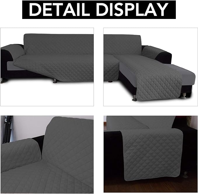 Easy-Going Sectional Couch Covers for Dogs L Shape Sofa Cover Reversible Sofa Slipcover Chaise Lounge Cover Furniture Protector Cover for Pets Dog Cat (Large, Dark Gray/Dark Gray) | Soft Sofa Slipcover For Dogs, Fits Left/Right Chaise Lounge Protector,...