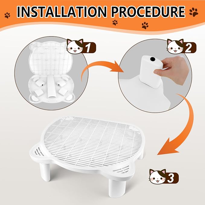 Litter Box Step Adjustable Cat Step with Filter Function, White | Elevated Double Layer Litter Box Ramp for Kitten & Old Cats, Easy Cleaning Litter Box Step Stool for Automatic Cat Litter Box