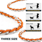 Chain Dog Leash Chew Proof Metal Leash for Medium Large Dogs, Chain Link Dog Anti Chew 5.2FT / 4FT Strong Anti Bite Comfortable Soft Padded Handle (Orange, 5FT(80-150lb))