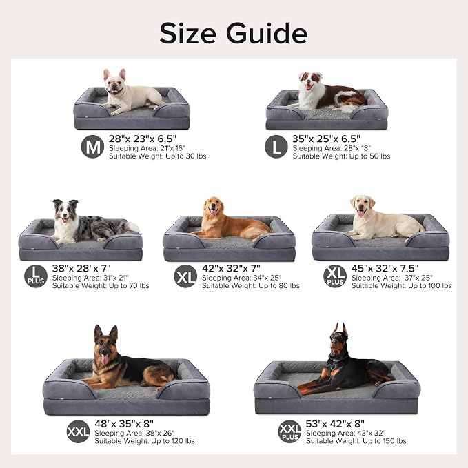 INVENHO Orthopedic Extra Large Dog Bed, XXL Waterproof Dog Sofa, Egg-Crate Foam Couch with Washable Removable Cover, Waterproof Lining and Nonskid Bottom