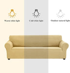 Joccun Stretch Couch Cover Slipcovers, 1-Piece Sofa Covers for 3 Cushion Couch Spandex Jacquard Washable Furniture Protector Cover for Living Room,Kids,Pets(Sofa,Champagne)