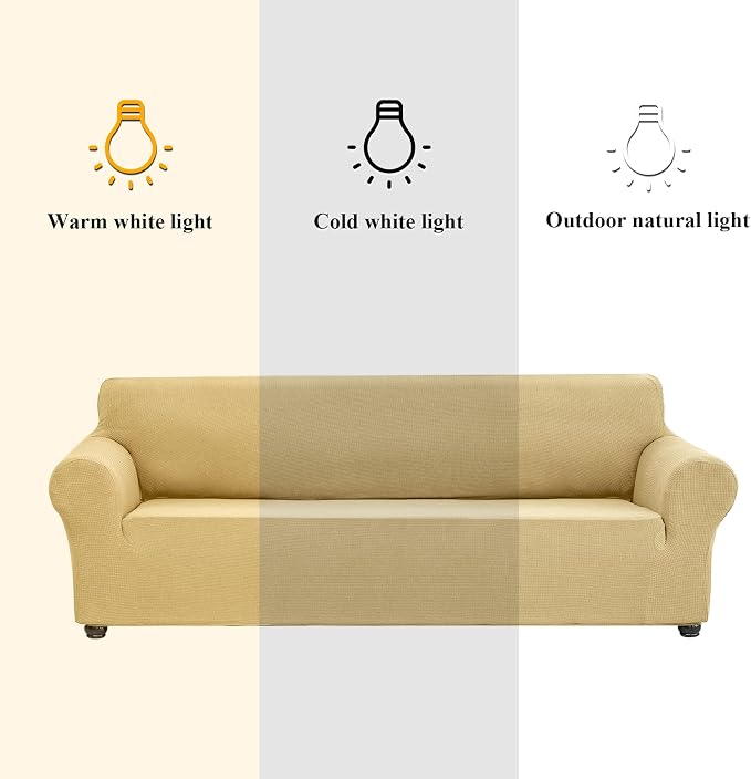 Joccun Stretch Chair Couch Cover,1-Piece Sofa Slipcover Spandex Jacquard Fabric Sofa Covers with Elastic Bottom,Washable Furniture Protector for Dogs,Cats,Kids(Armchair,Champagne)