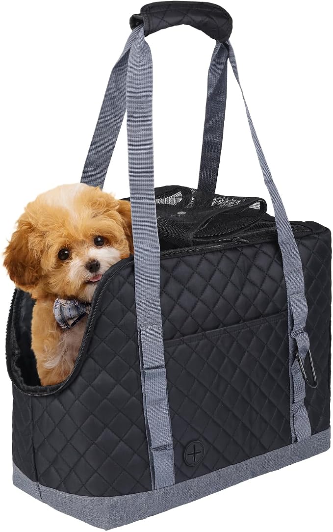 Dog Purse Carrier for Small Dogs, Soft Sided Pet Carrier with Pockets, Foldable Dog Carrier Purse for Puppy, Rabbit, Cat, Washable Breathable Pet Carrier, Dog Carrier Bag for Outdoor Shopping Travel