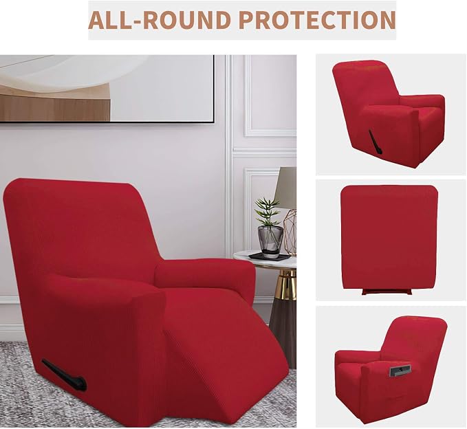 Easy-Going 100% Waterproof Recliner Chair Cover，1-Piece Recliner Slipcover | Dual Waterproof Couch Cover for Recliner，Leakproof Furniture Protector for Kids Pets Dog Cat Daily Stain, Christmas Red