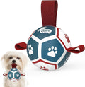 QDAN Small Dog Toys, Puppy Balls, Dog Balls with Straps for Small Breed | 3.5 Inch Small Soccer Ball for Dogs, Puppy Toys for 3-15 lbs Dogs, Dog Birthday Gift, Herding Ball for Small Dogs, Blue Red