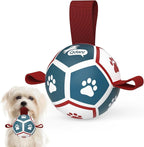 QDAN Small Dog Toys, Puppy Balls, Dog Balls with Straps for Small Breed | 3.5 Inch Small Soccer Ball for Dogs, Puppy Toys for 3-15 lbs Dogs, Dog Birthday Gift, Herding Ball for Small Dogs, Blue Red