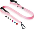 Twoear 6FT 1IN Heavy Duty Dog Leash for Large Dogs with 2 Padded Handles | Traffic Handle Extra Control, Auto Lock Hook, Strong Reflective Walking Leash for Night Safety, Medium and Large Breeds,Pink
