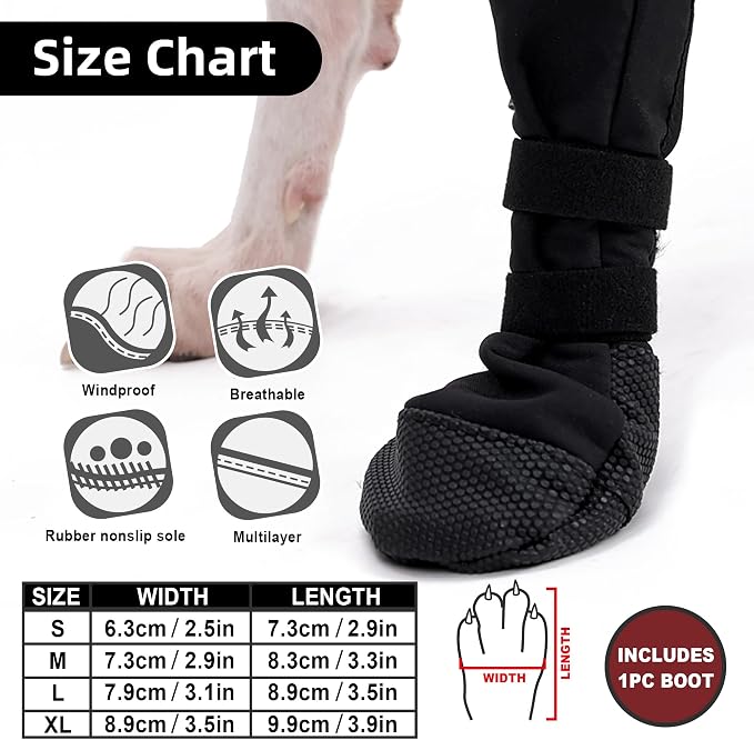 Anti-Lick Breathable Dog Recovery Boots for Injured Paws, Black M | Non-Slip Sole, Adhesive Strap Dog Shoes for Medium Large Breeds