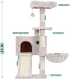 Gitelsnour Cat Tree Tower 42'' with Condo, Indoor Scratching Post GCT005SMU | Cat House for Small and Kittens, Soft Basket, 2 Large Platforms, Scratching Board, Multi-level, Toy, Mushroom
