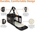 Amazon Basics Airline Approved Soft-Sided Mesh Pet Travel Carrier with Shoulder Strap, Removable Washable Fleece Pad, Top Opening, Ventilation for Dog, Cat, up to 22 pounds, 19.7Lx12Wx12H in., Black