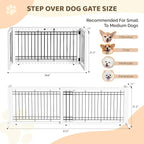 Bonnlo Free Standing Dog Gate, 37" - 68" Wide Pet Gate for Fireplace Stairs Doorways, Wooden Adjustable Pet Fence Indoor, Christmas Tree Gate (White)