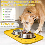 SMILOOL Silicone Pet Food Mat with Raised Edge for Food and Water Bowl, Dog Feeding Mats, Cat Food Trays for Floor Waterproof, Rubber Tray for Dogs and Cats, 24 x 16 x 0.8 Vivid Yellow