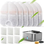 FEELNEEDY 6 Packs Dog Water Fountain Filters & 6 Packs Pump Filters Sponges Replacement, Pet Water Fountain Filter for 3.5Gal/13L Dog Water Dispenser (FN-W13)