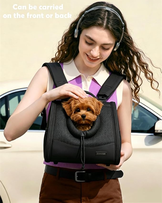 Small Dog Cat Chest Carrier Backpack,Adjustable Ventilated Front Facing Backpack Carrier for Small Dogs Cats Puppy,Airline Approved Lightweight Doggy Backpack for Travel Hiking Outdoor