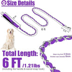 HOMIMP Chew Proof Dog Leash for Medium Large Dogs, Reflective 6 FT Heavy Duty Metal Chain Dog Leashes with Soft Padded Handle, Anti Bite Durable Rope Leashes for Pitbull, Non Chewable