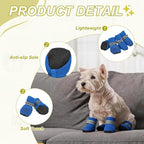 Dog Boots Paw Protector, Reflective Adjustable Non Slip Mesh Summer Breathable Dog Shoes Dog Walking Boots (L Size, Blue, 4 Pcs) Intended for Paws Waterproof for Dogs/Cat/Puppy